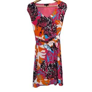 HALE BOB Floral Mini Dress Sleeveless Faux Wrap Bright Colorful Spring Small